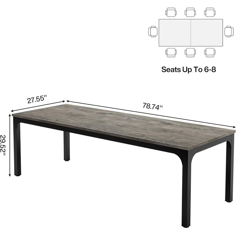78.74" Large Rectangle Conference Table/Desk, Modern Seminar Meeting Table, Business Tables for Boardroom & Office
