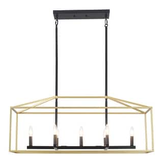 7-Light Farmhouse Hanging Linear Island Chandelier Lighting for Kitchen Island