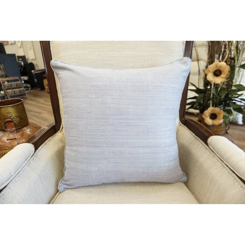 Home&Manor Raw Silk Throw Pillow 18" Light Gray