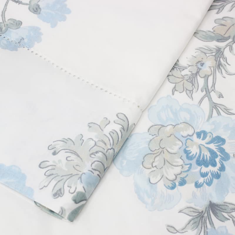 Floral Collection Percale Cotton Sheet Set - King - Big Floral Blue