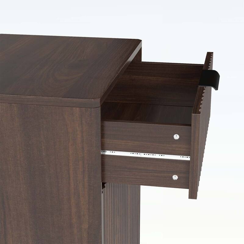 Tilt-Out Trash Can Cabinet with Wave-Textured Hideaway Drawer and Pull-Out Bin,for Living Room
