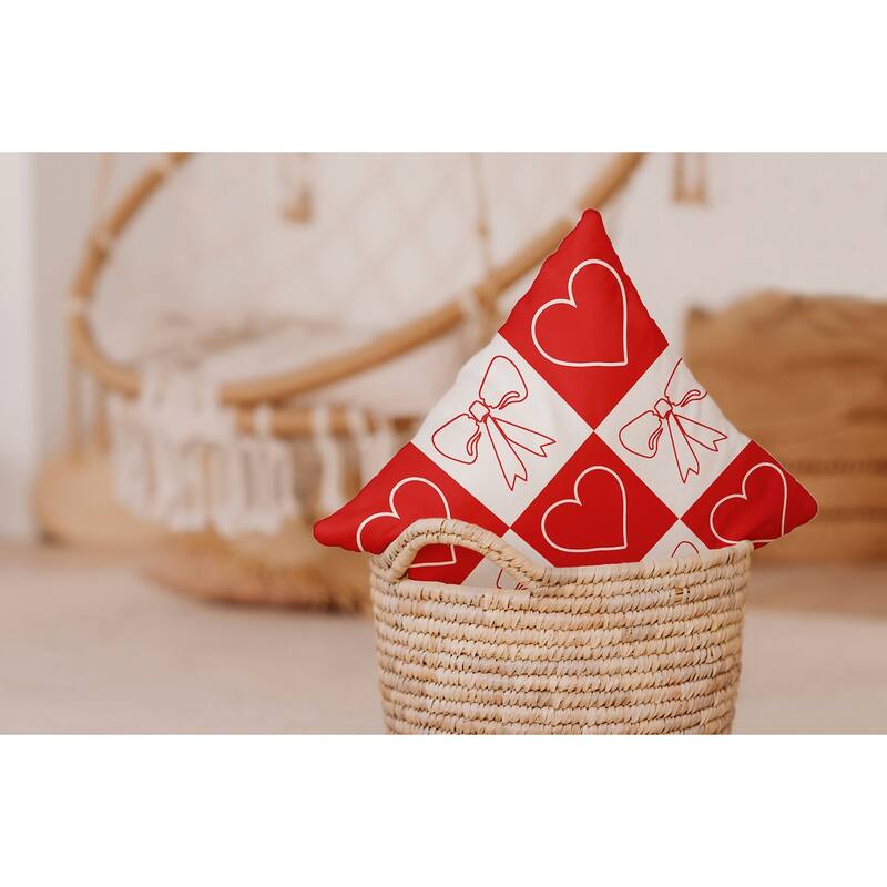 Sweet Bows and Hearts Accent Pillow