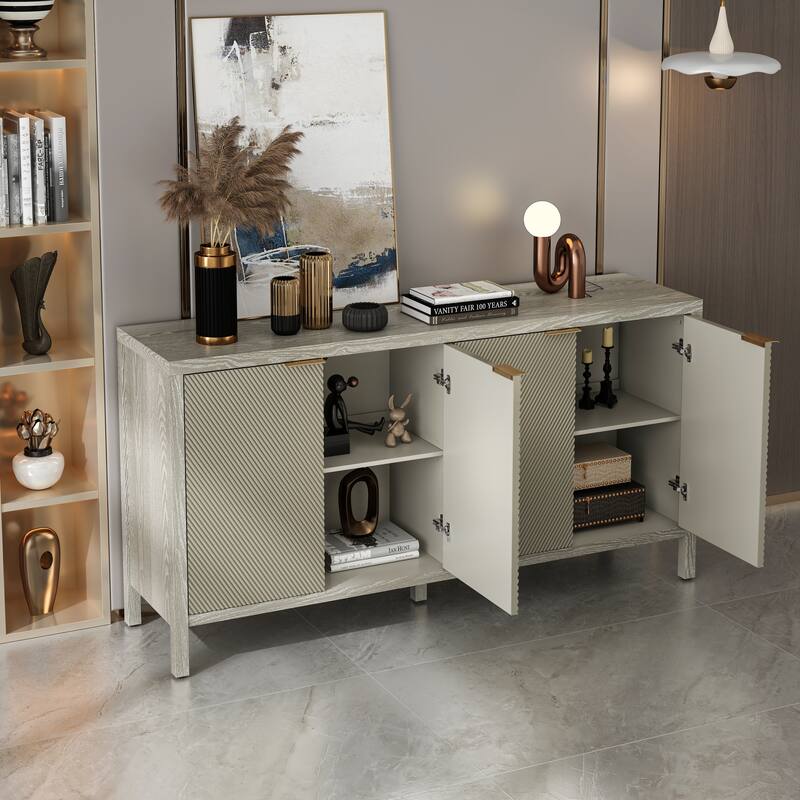 Sideboard Buffet Cabinet, 59" Storage Cabinet with Storage,Modern Wood Buffet Cabinet,Storage Cabinet with 4 Doors