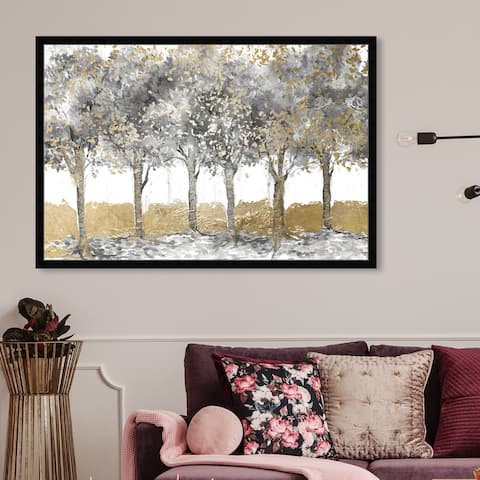 Oliver Gal 'Everything Blessed Forest' Nature and Landscape Wall Art Framed Print Forest Landscapes - Gold, Gray