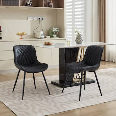 Dining Chairs Set of 2, Modern Faux Leather Upholstered Dinner Chairs