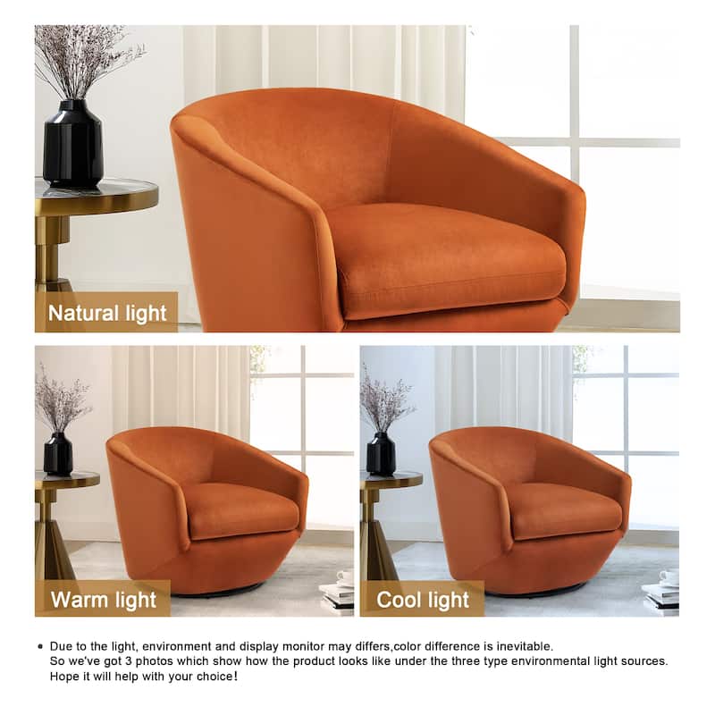 Vegan Leather Upholstered Swivel Barrel Accent Chair