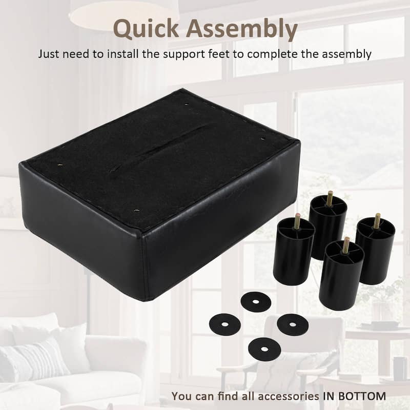 Costway Small Ottoman Footrest PU Leather Footstool Rectangular Seat