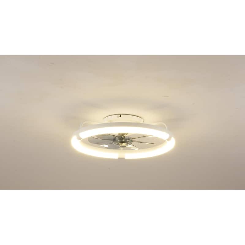 20" Ceiling Fans with Kit, LED Light Source and Remote Control, 3000-6500K Dimmable Modern Flush Mount LED Fan Light