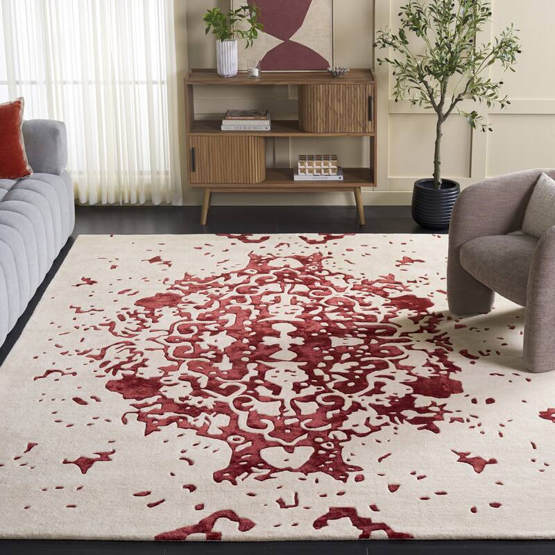 SAFAVIEH Handmade Fifth Roselette Avenue Modern Abstract Wool Rug - 8' x 10' - Red/Blue