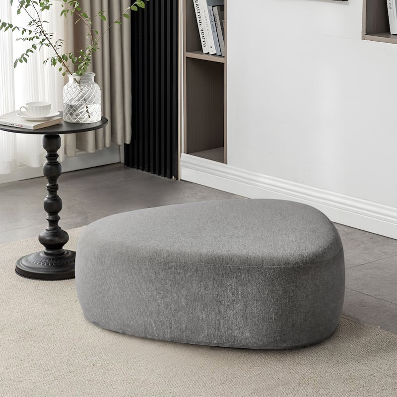 Leon 43" W Modern Oversized Chenille Triangular Cheese Ottoman