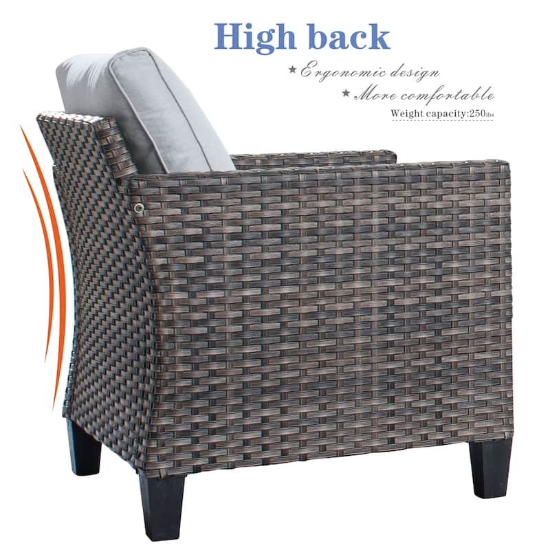 OVIOS 6-piece Patio Wicker Furniture Loveseat Conversation Set