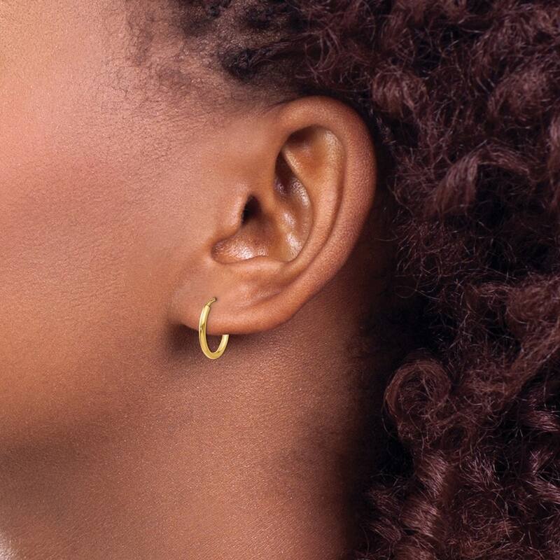 Curata 14k Yellow Gold 1.5x14mm Polished Round Endless Hoop Earrings