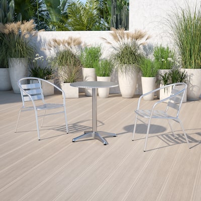 Aluminum/ Stainless Steel 23.5-inch Round Indoor/ Outdoor Table