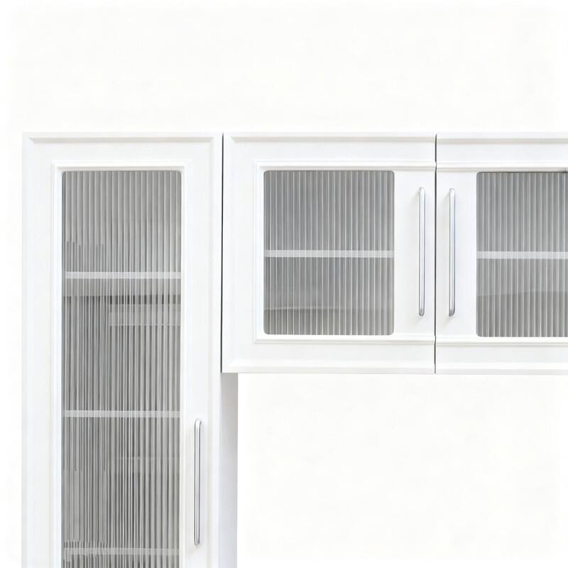 Modern 102" W Wall Unit Entertainment Center for TVs up to 75", Large Media TV Console with Glass Doors and Drawers