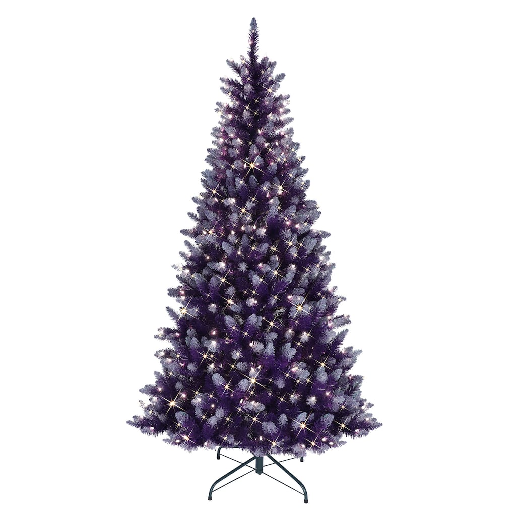 6.5 Fashion Purple Artificial Christmas Tree Clear Inc&escent Lights - 6.5 Foot