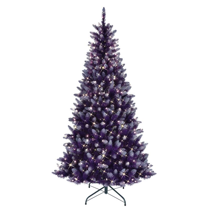 6.5 Fashion Purple Artificial Christmas Tree Clear Inc&escent Lights - 6.5 Foot