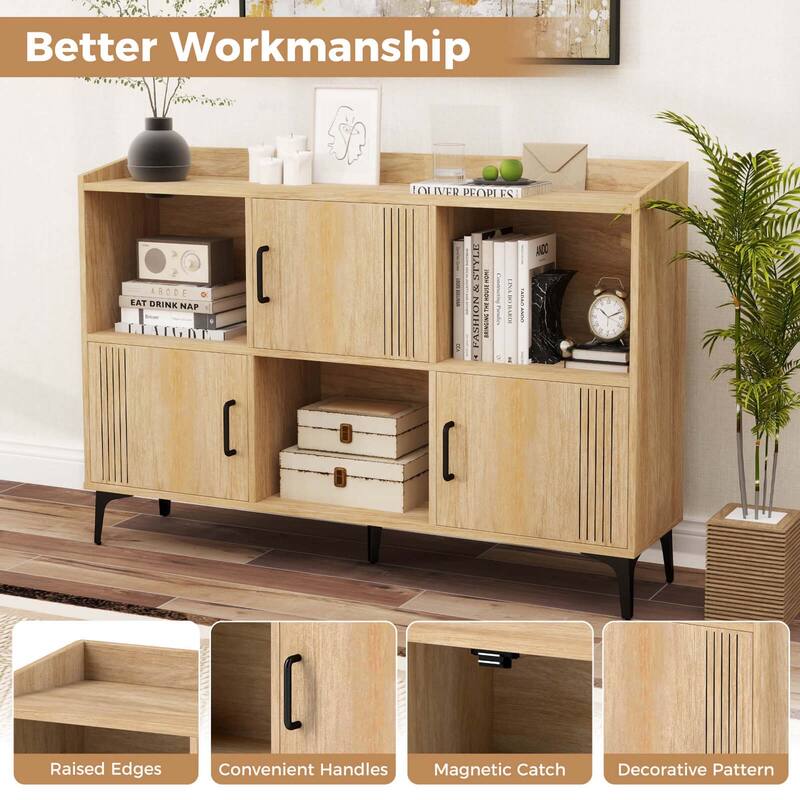 Costway 47" Wide Storage Cabinet Home Large Bookcase with 3 Door - See Details