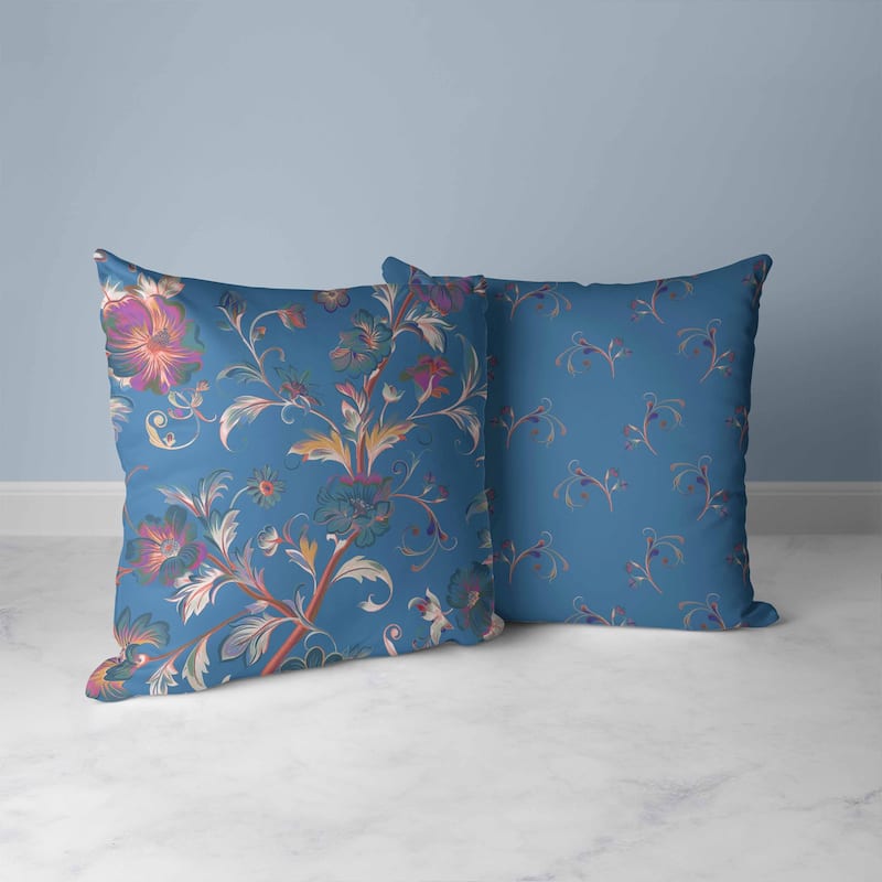 Nature's Palette Faux Suede Reversible Throw Pillow Blue and Pink
