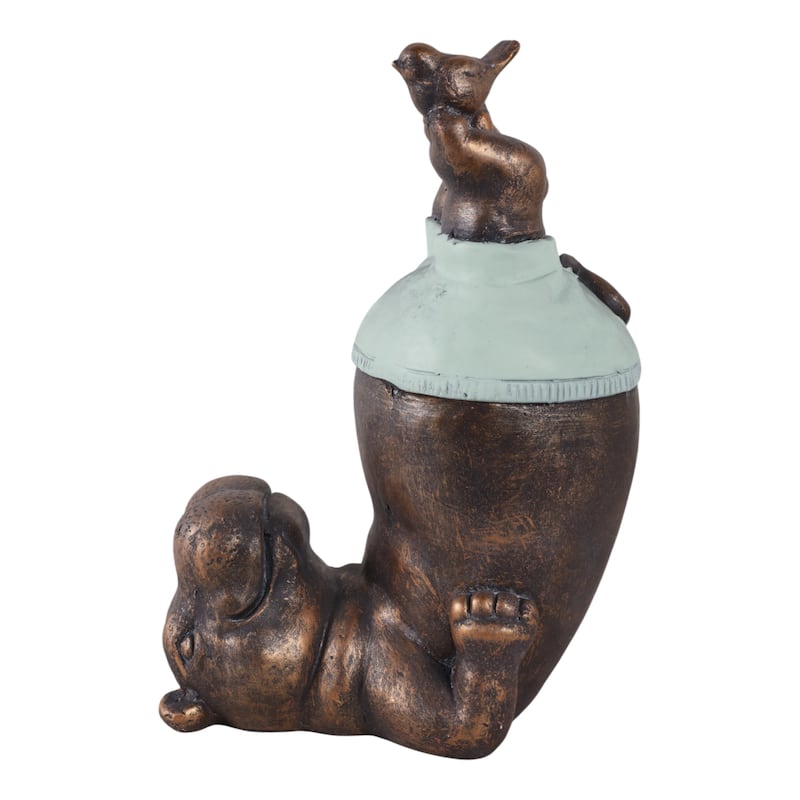 Polyresin Garden Statuary Hippo Headstand with Bird - 17" Bronze