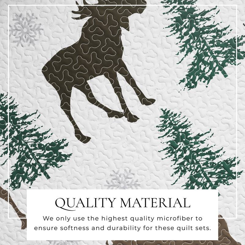 Linery & Co. Moose & Evergreens Microfiber Quilt Set With Shams