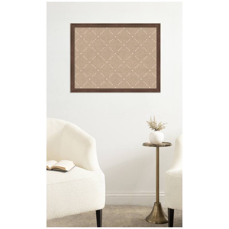 Kate and Laurel Pinboard Beige Lattice Pattern