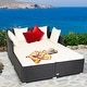 preview thumbnail 1 of 66, Costway Outdoor Patio Rattan Daybed Pillows Cushioned Sofa Furniture - See details