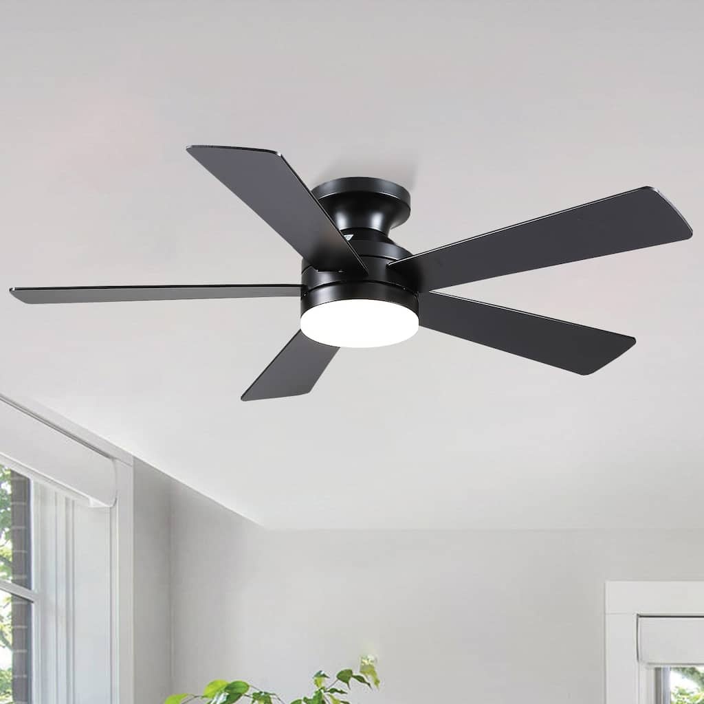 46 Inch Low Profile Ceiling Fan with 5 Blades Remote and APP Control for Bedroom Living Room - 46 Inches