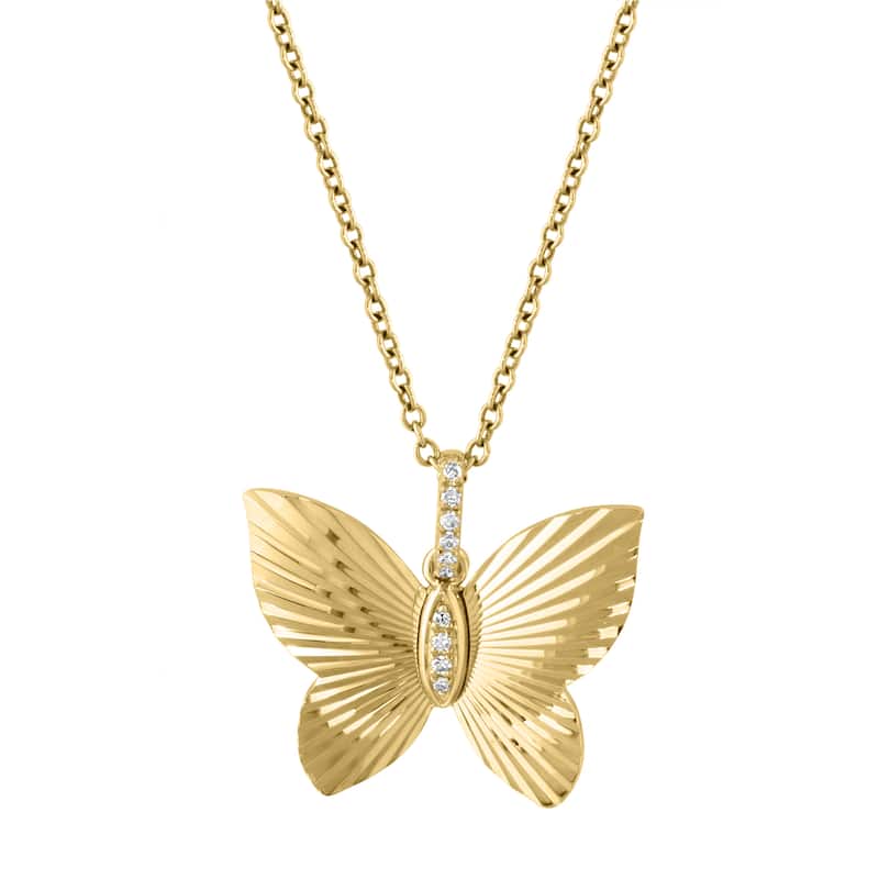 Effy Women's 14K Yellow Gold Diamond Butterly Pendant Necklace