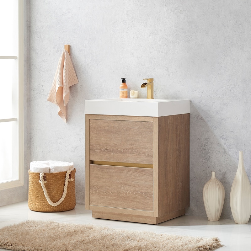 Huesca 24" Single Sink Bath Vanity with White Sink Top, no Mirror