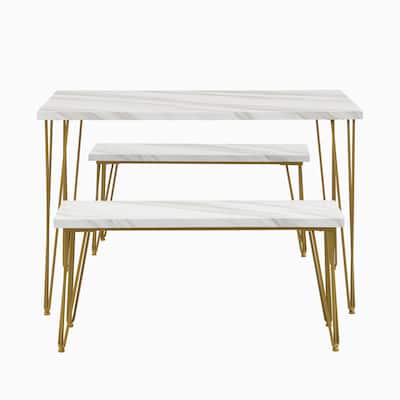 Dining Table Set with 2 Benches