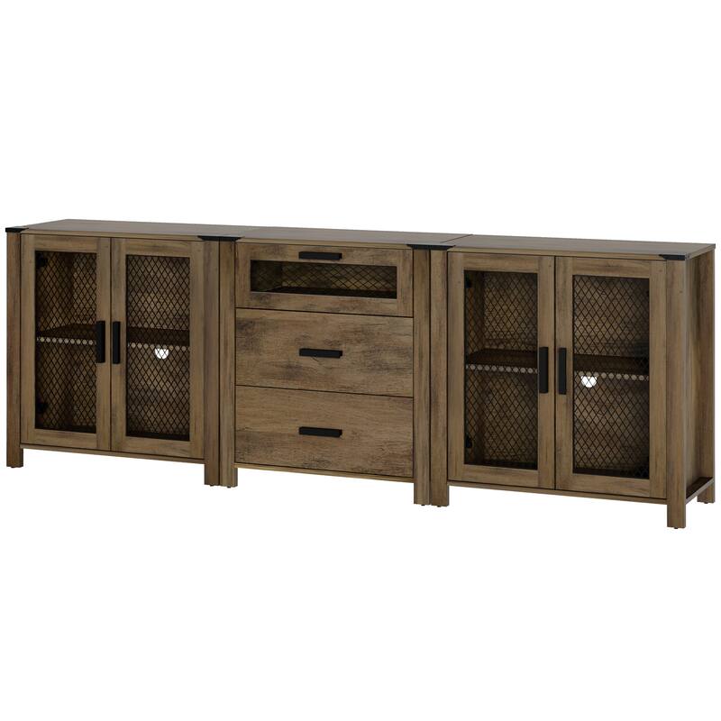 WAMPAT TV Stand set with Drawers for ups to 85 inch TV,Storage Cabinets with Adjustable Shelf - 1 Pack