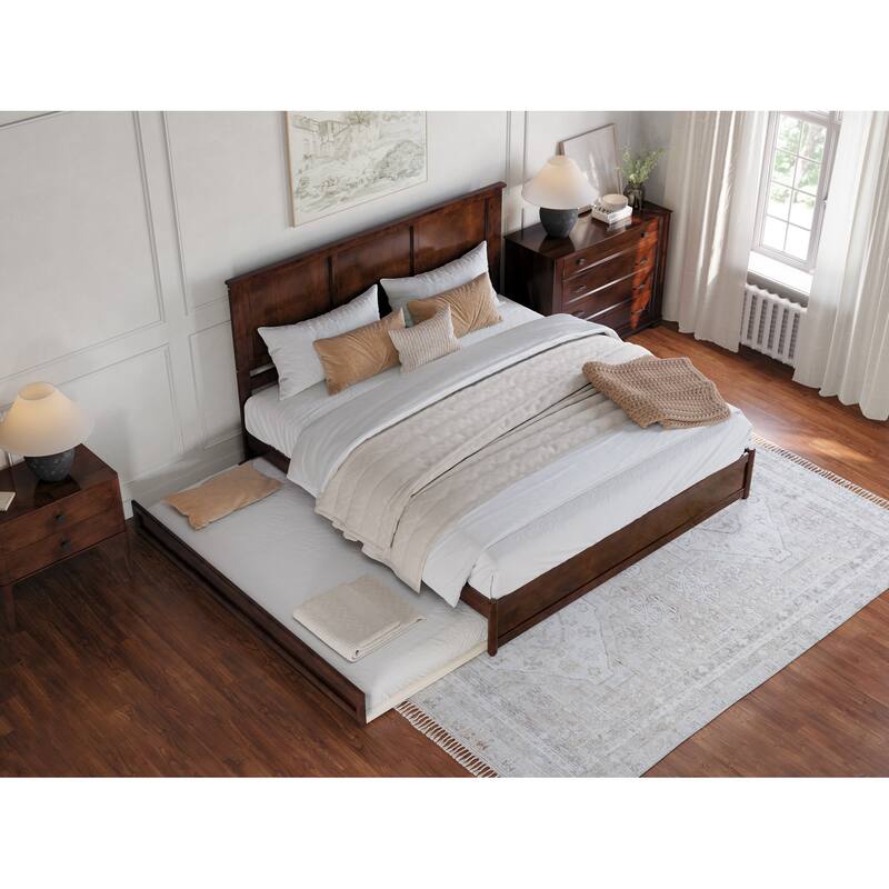 Felicity Platform Bed with Panel Footboard and Twin XL Trundle