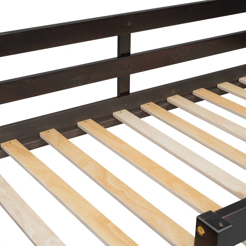 Twin Over Twin Bunk Bed with Storage, 4 Drawers, 3 Shelves, Espresso Finish