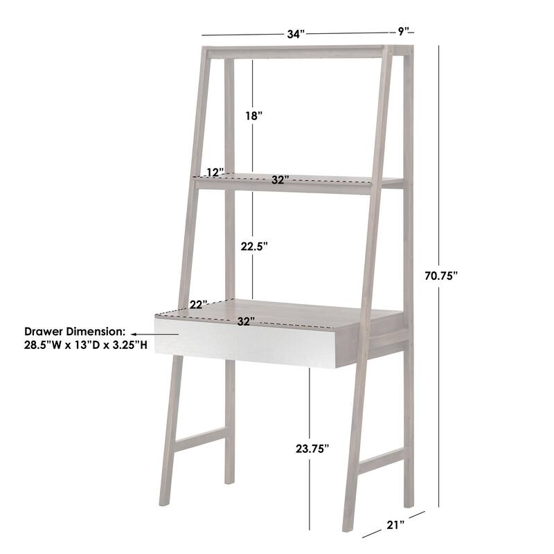Lifestorey Nordic Ladder Desk and Bookshelf 2-Piece Set