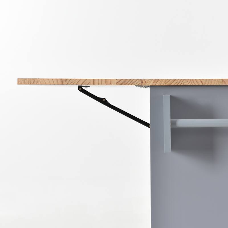 52.7" W Rolling Mobile Kitchen Island with Solid Wood Top and Locking Wheels,Storage Cabinet and Drop Leaf Breakfast Bar