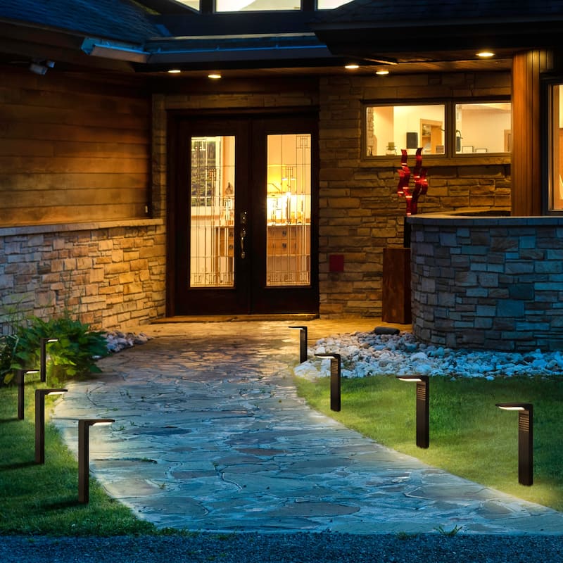 Set of 2 L-Shaped Black Solar LED Large Path Lights
