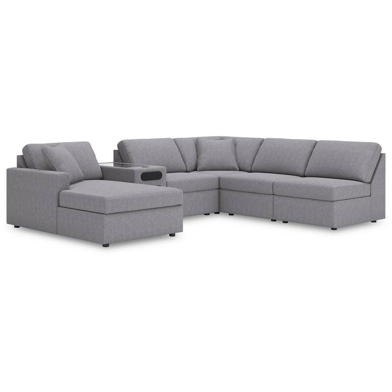 Signature Design by Ashley Modmax 6-Piece Sectional with Chaise and Audio Console - 140"W x 86"D x 36"H