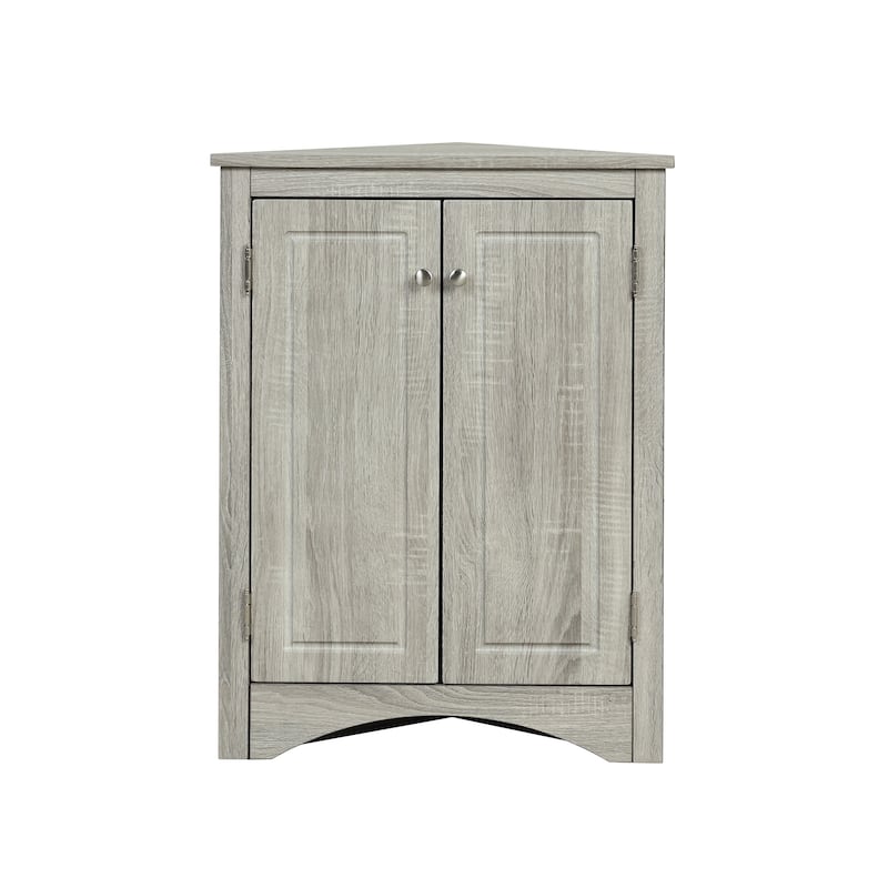 Triangle Bathroom Storage Cabinet with Adjustable Shelves, Freestanding Floor Cabinet Compact Bathroom Towel Cabinet