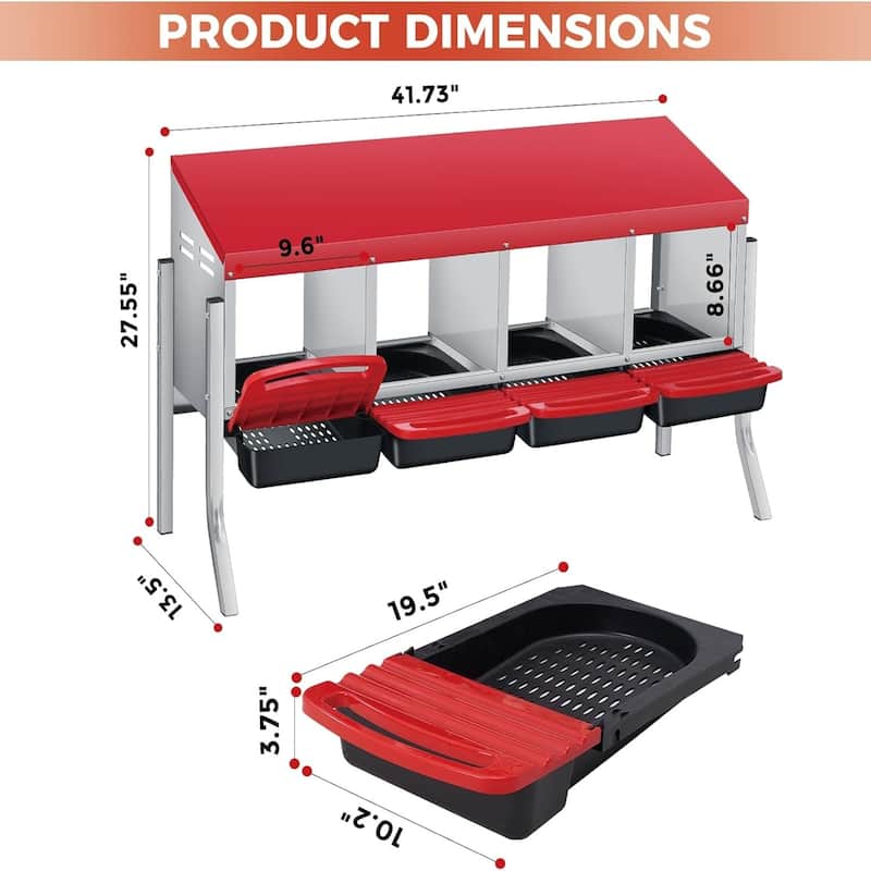 Roll-Away Nesting Boxes for Chickens Coop with Perch