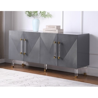 Best Master Furniture  65 Inch Lacquer Contemporary 4 Door Sideboard Cabinet (Grey)