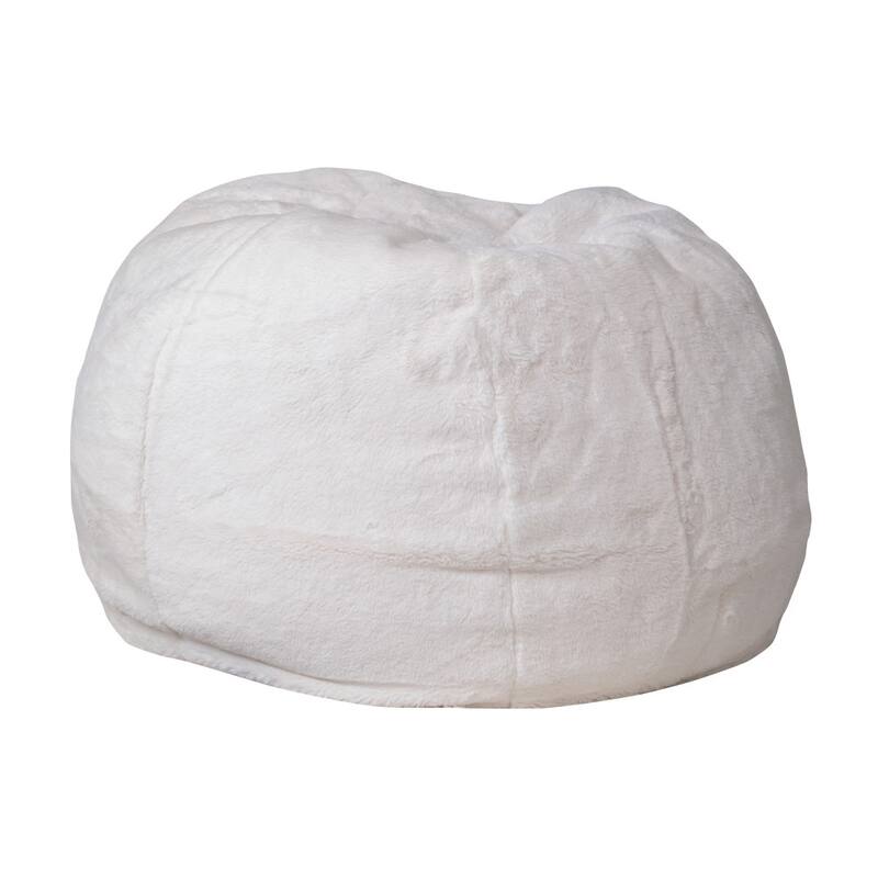 Small Refillable Bean Bag Chair for Kids and Teens - White Furry