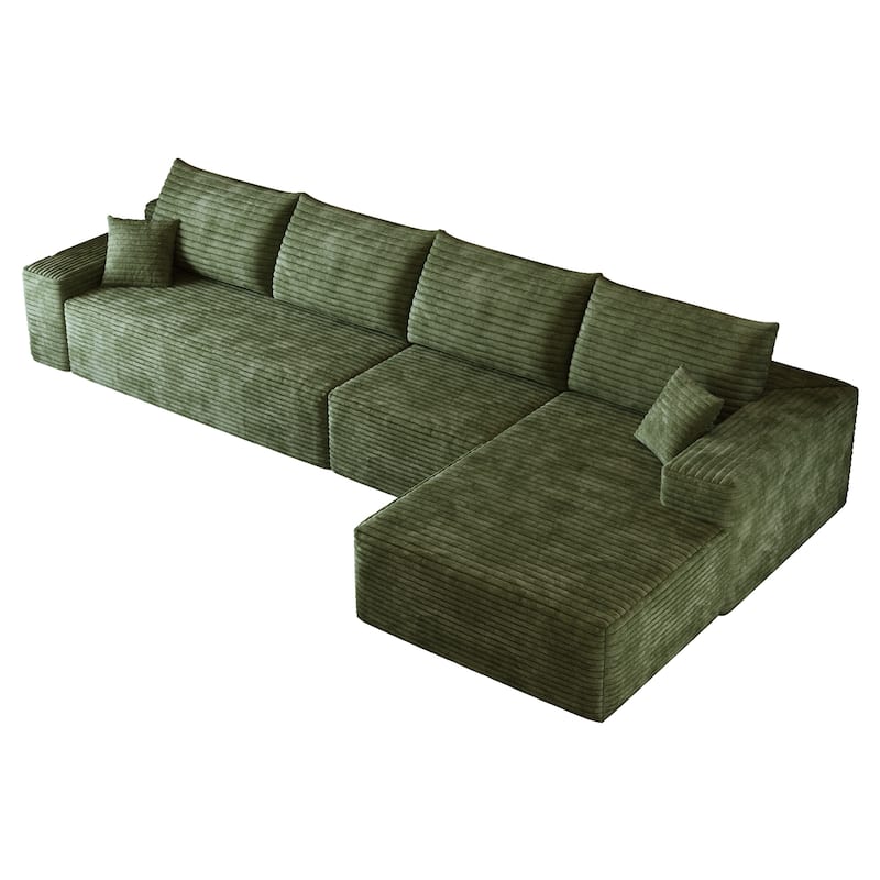 L-Shaped Modular Sectional Sofa with Chaise Lounge, Comfy Chenille 4 Seat Cloud Couch, High-Resilience Sponge Corner Sofa