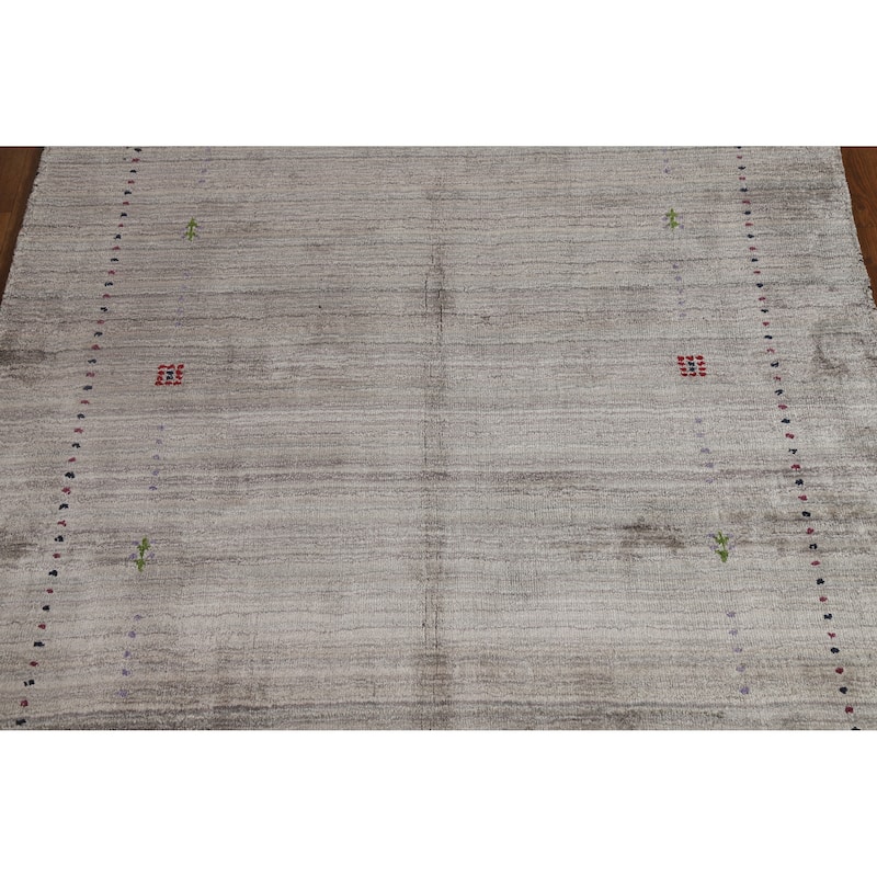Hand Knotted Oriental 100% Wool Carpet Tribal Animal Pictorial Greys & Charcoal Gabbeh Area Rug - 5' 9'' X 4' 1''