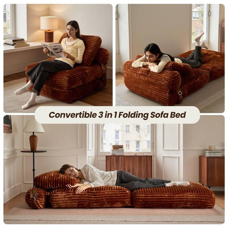 OVIOS Corduroy Foldable ​Compressed Sleeper Sofa