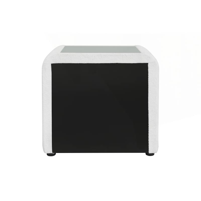 Charming Wooden Nightstand with Plush Teddy Sherpa and Chrome Accents for Stylish Bedrooms