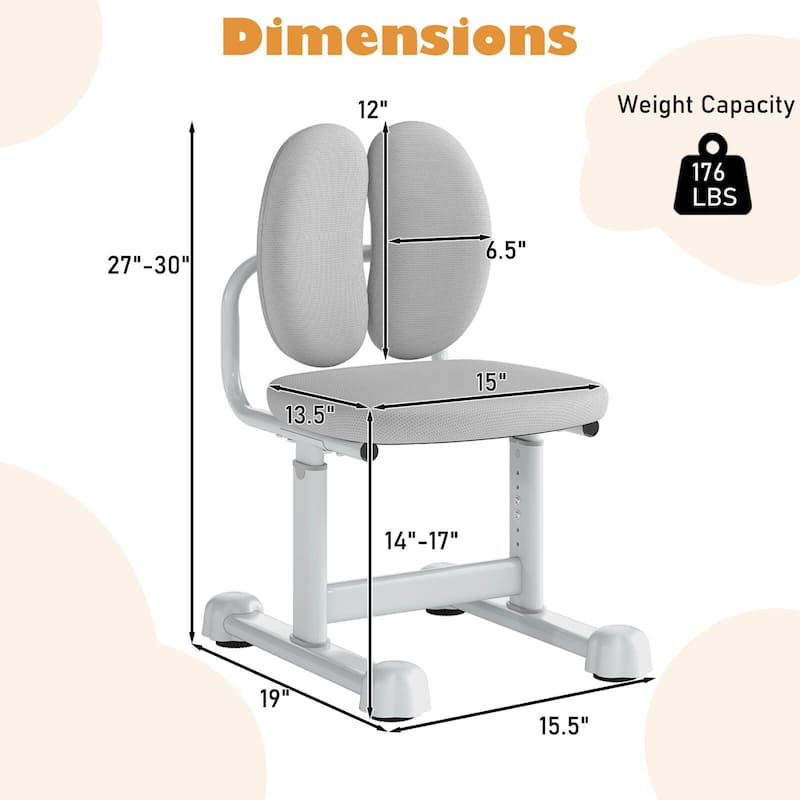 Costway Kids Desk Chair with Double Back Support Adjustable Height - See Details