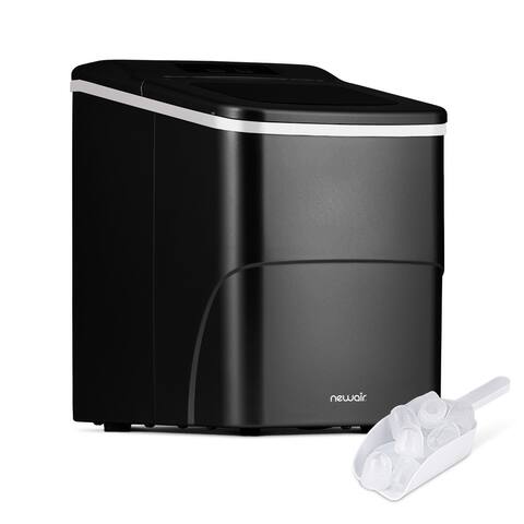 Newair 26 lbs. Countertop Ice Maker, Matte Black Portable and Lightweight, Intuitive Control, Large or Small Ice Size