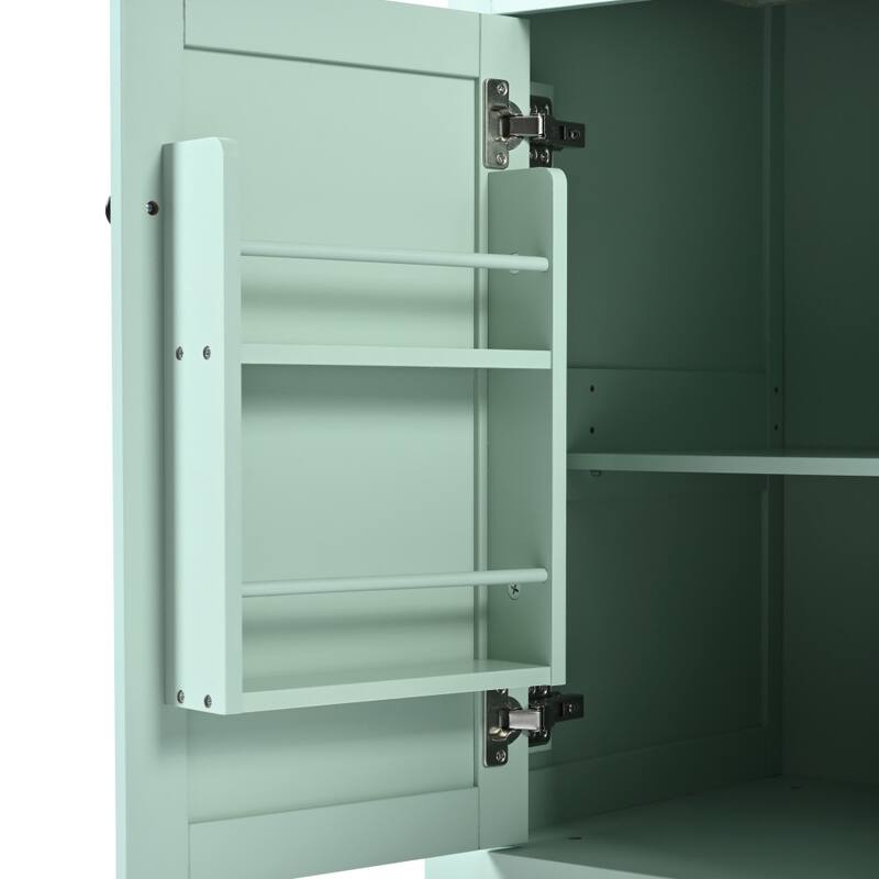 53 in. W MDF Kitchen Island with Countertop and Storage Cabinet