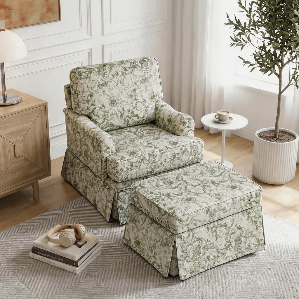 Modern Upholstered Swivel Accent Chair Storage Ottoman.