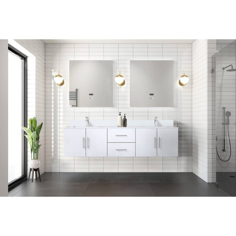 Geneva 72 in. W x 22 in. D Dark Grey Double Bath Vanity and Cultured Marble Top